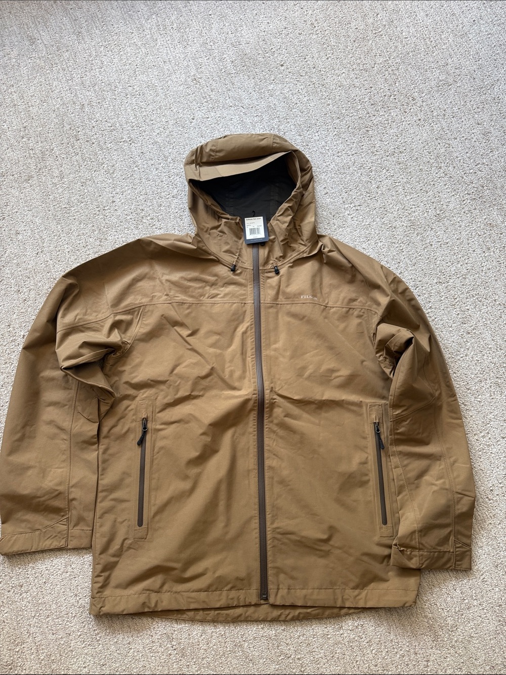 Filson Brown Swiftwater Rain Jacket-Hooded